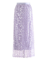 HEYFANCYSTYLE Couture Floral Sequin Pull-On Midi Skirt